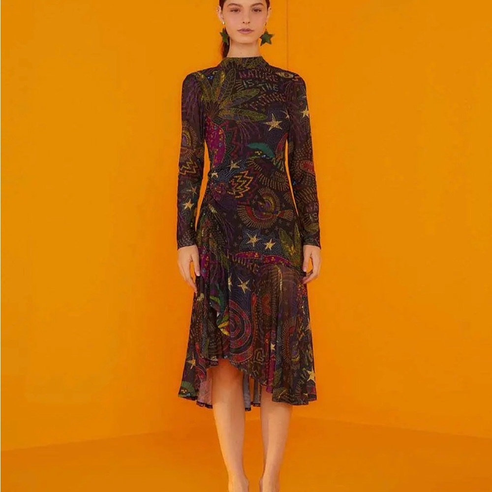 Farm Rio black Amazonia tulle dress